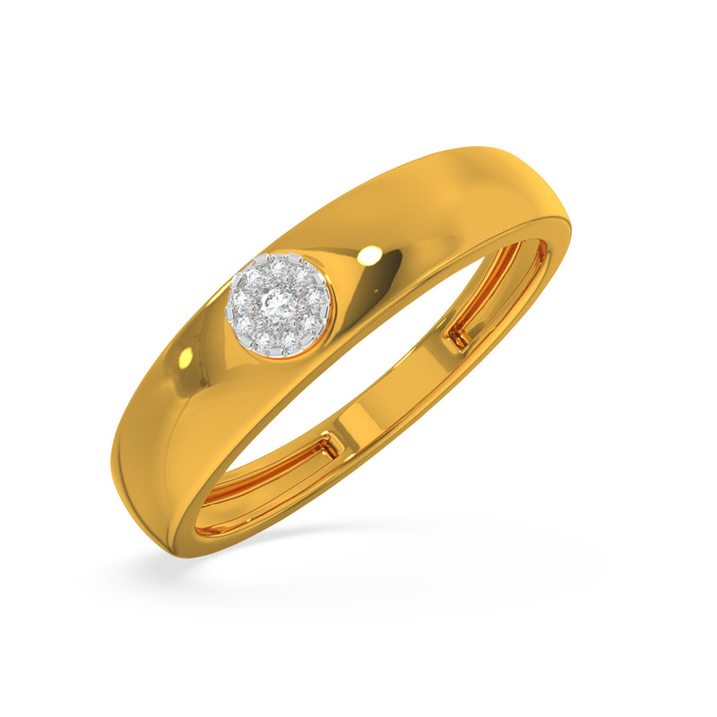 Real Diamonds Round 14k Yellow Gold Diamond Stud Ring For Men, Weight: 20gm  at Rs 86000 in Surat